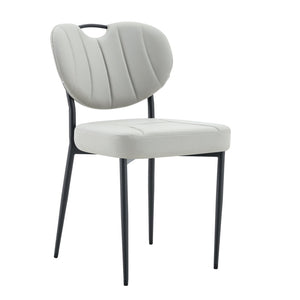English Elm Dark Oil Waxed Faux Leather Dining Chair Set with Diamond Tufted High Back Metal Legs W3493P449247