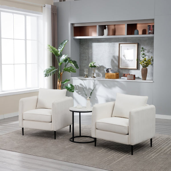 English Elm Accent Velvet Armchair Mid-century Modern Plush Seat with Metal Legs for Any Room W3244P327103