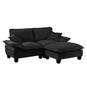 English Elm Modular Cloud Sectional Sofa Chenille Upholstered with Ottoman for Apartment Living Black W3163S00111