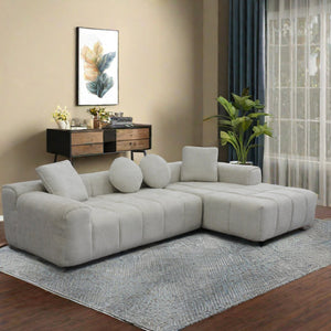 English Elm Modern Modular Compressed Sofa Chaise Right Side L-Shape Sectional Couch Beige Sponge Foam Cloud, No Assembly Required W1183S00017