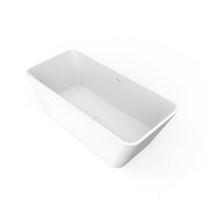 English Elm 67 Inch Stone Resin Freestanding Soaking Tub Matte White Spa Bath for Bathroom W1613P358116