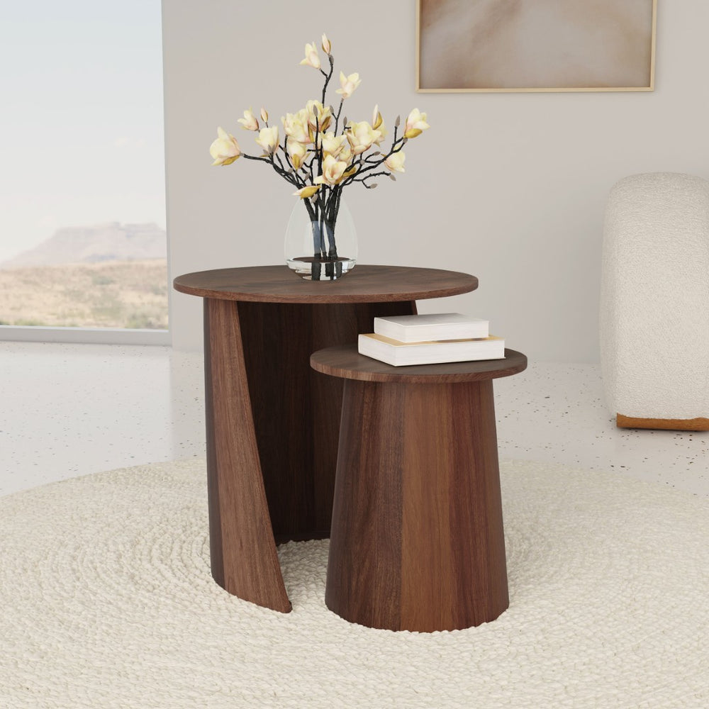 English Elm Lionett Solid Mango Wood Round Nesting Tables Organic Grain Living Room Accent Set B062P451990