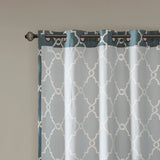 Madison Park Saratoga Modern/Contemporary Fretwork Print Grommet Top Window Curtain Panel MP40-2026 Blue/White