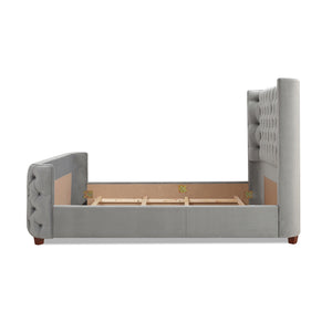 English Elm Jennifer Taylor Home - Brooklyn Elegant Opal Grey Velvet Tufted Bed Set With Wingback Design For Luxurious Bedroom Style B2719P238194