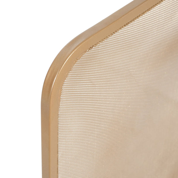English Elm Tahlia Single Panel Iron Fireplace Screen Fine Mesh Spark Guard Modern Hearth Decor Golden N775P386922G