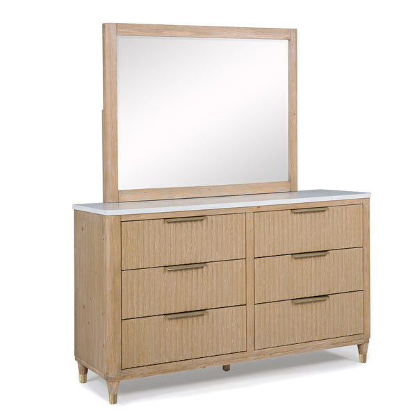 English Elm Modern Streamlined Chest with Engineered Stone Top and Brass Hardware — Ample Storage, Sleek Urban Style Natural Wood 65.25 L x 21.75 W x 38 H B2741P367180