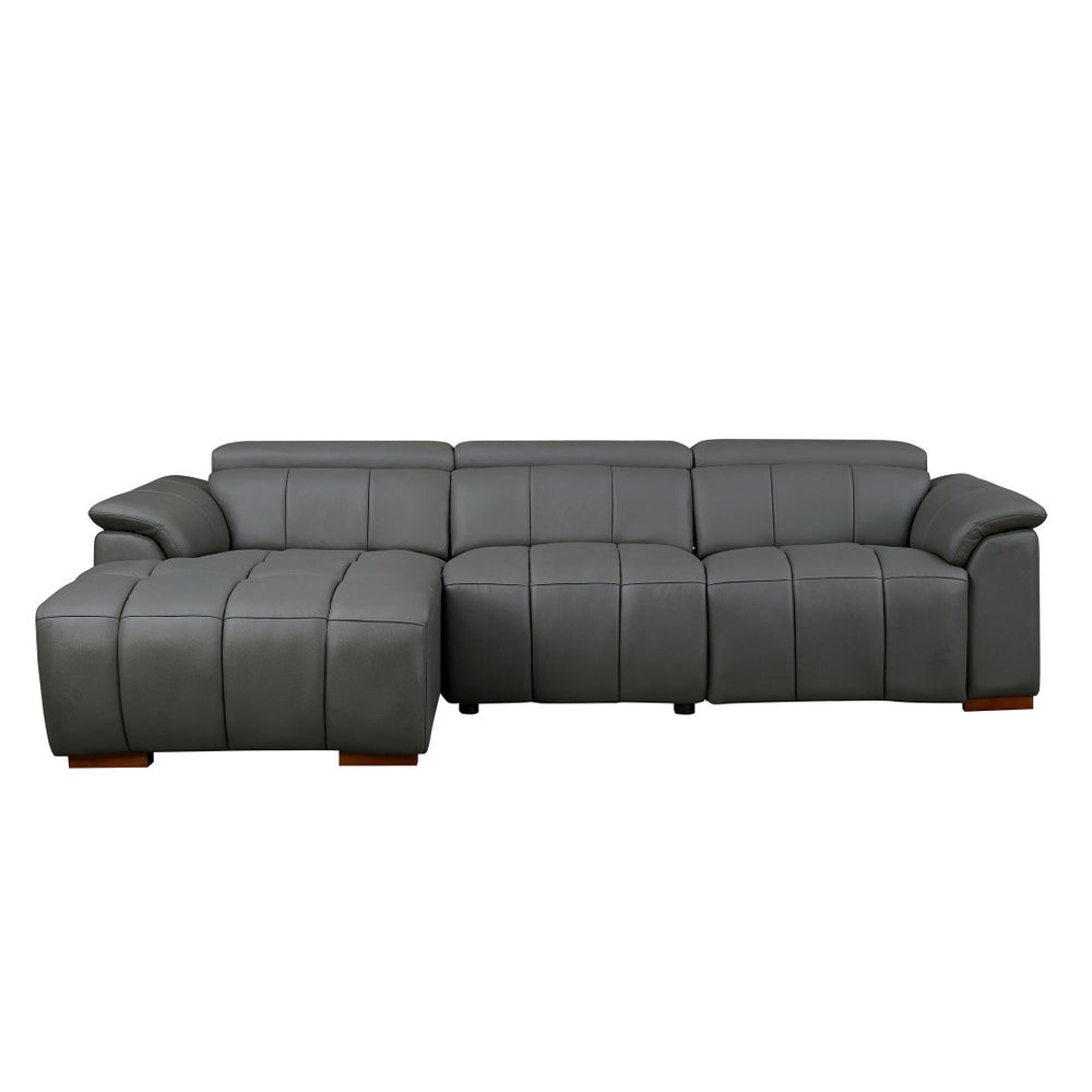 English Elm Wall-Hugger Reclining Sofa: Modern L-Shaped Genuine Leather Couch With Usb, Adjustable Comfort Features W2582S00020-GIGA