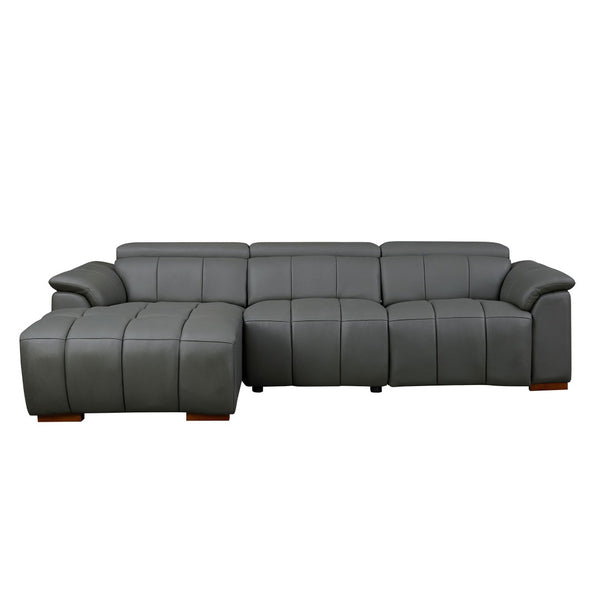English Elm Wall-Hugger Reclining Sofa: Modern L-Shaped Genuine Leather Couch With Usb, Adjustable Comfort Features W2582S00020-GIGA