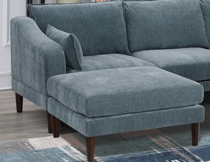 English Elm Modern Modular 6-Piece Sectional Set - Versatile U-Shaped Couch With Armless Chairs & Ottoman B011S01579