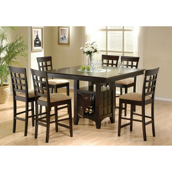 English Elm Tolland 7-Piece Counter-Height Dining Set In Warm Cappuccino With Beige Upholstered Seats & Storage B062S00885-GIGA