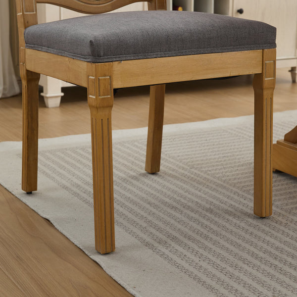 English Elm Full Solid wood rattan-back dining chair with breathable matte linen cushion, high-resilience foam comfort W1143P384365 W1143P384365