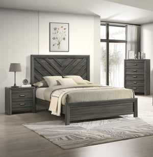 English Elm 1pc Rustic Contemporary Chest with Five Drawers, Metal Pulls, Distressed Finish for Stylish Bedroom Storage Gray 33.82 L x 18.19 W x 51.37 H B011P368147
