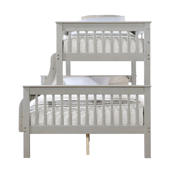 English Elm Marita Gray Twin/Full Bunk Bed - Durable Pine & MDF, 660 lb Capacity, Right Ladder, Easy Assemble B2726S00527