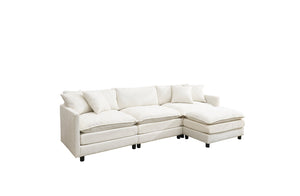 English Elm 108-inch Modular Chenille Sectional Sofa Deep Seated L Shape for Open Plan Living White W2795S00044