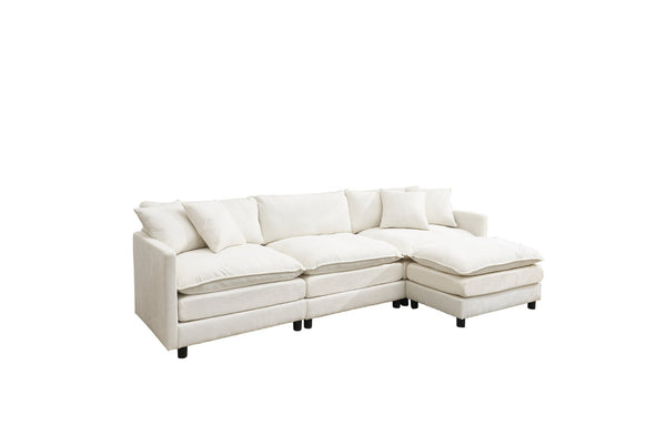 English Elm 108-inch Modular Chenille Sectional Sofa Deep Seated L Shape for Open Plan Living White W2795S00044
