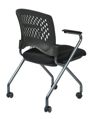 OSP Home Furnishings Soft-flex Frame Folding Visitor Chair with Ventilated Back for Office Reception Coal 84330-30