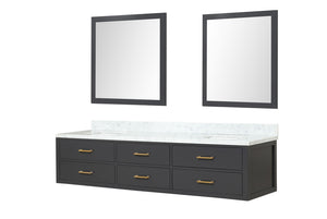 English Elm Black Double Bath Vanity 84 in W x 22 in D with Carrara Marble Top, Soft-Close Drawers & Dual 36" Mirrors B2731S01592