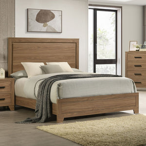 English Elm Simple Recessed Panel Full Bed Frame Rubberwood Build Walnut Transitional Bedroom B2741S00870