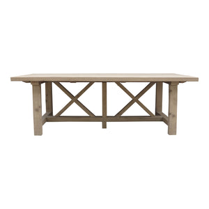 Lilys 98" Long Capri Dining Table With Crossed Legs Weathered Natural Pinewood 9010