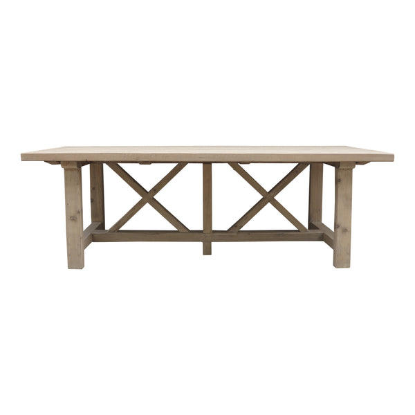 Lilys 98" Long Capri Dining Table With Crossed Legs Weathered Natural Pinewood 9010