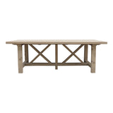 Lilys 98" Long Capri Dining Table With Crossed Legs Weathered Natural Pinewood 9010