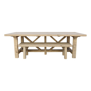 Lilys 98" Long Capri Dining Table With Crossed Legs Weathered Natural Pinewood 9010