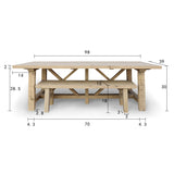 Lilys 98" Long Capri Dining Table With Crossed Legs Weathered Natural Pinewood 9010