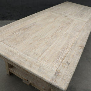 Lilys 118" Long Capri Dining Table With Crossed Legs Weathered Natural Pine 9010-L