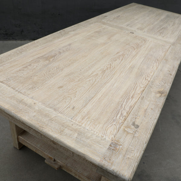 Lilys 118" Long Capri Dining Table With Crossed Legs Weathered Natural Pine 9010-L