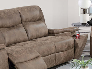 English Elm Modern Faux Leather Reclining Sofa Set with Cup Holders for Stylish Living Rooms B011S02426