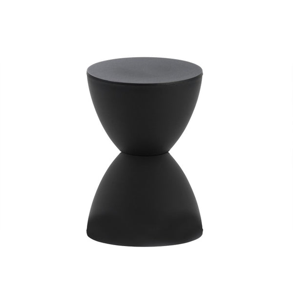 EuroStyle Sallie Outdoor Plastic Stool Sculptural Hourglass Design for Patio or Poolside Black 90101BLK