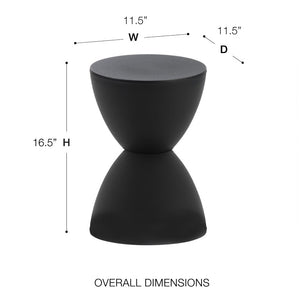 EuroStyle Sallie Outdoor Plastic Stool Sculptural Hourglass Design for Patio or Poolside Black 90101BLK