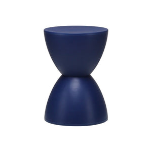 EuroStyle Sallie Outdoor Plastic Stool Sculptural Hourglass Design for Patio or Poolside Blue 90101BLU