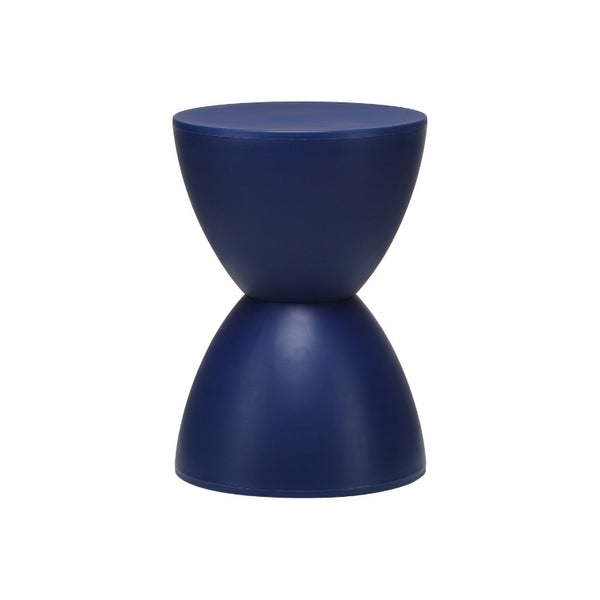 EuroStyle Sallie Outdoor Plastic Stool Sculptural Hourglass Design for Patio or Poolside Blue 90101BLU