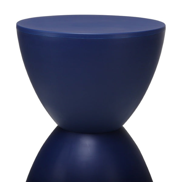 EuroStyle Sallie Outdoor Plastic Stool Sculptural Hourglass Design for Patio or Poolside Blue 90101BLU