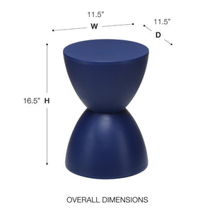 EuroStyle Sallie Outdoor Plastic Stool Sculptural Hourglass Design for Patio or Poolside Blue 90101BLU