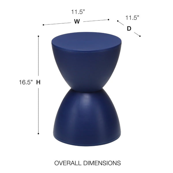EuroStyle Sallie Outdoor Plastic Stool Sculptural Hourglass Design for Patio or Poolside Blue 90101BLU