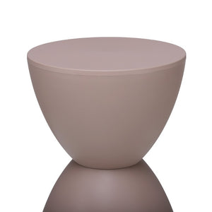 EuroStyle Sallie Outdoor Plastic Stool Sculptural Hourglass Design for Patio or Poolside Taupe 90101TPE