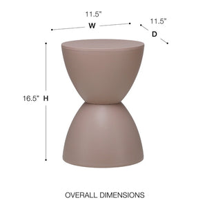 EuroStyle Sallie Outdoor Plastic Stool Sculptural Hourglass Design for Patio or Poolside Taupe 90101TPE