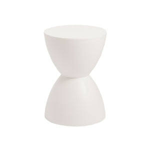 EuroStyle Sallie Outdoor Plastic Stool Sculptural Hourglass Design for Patio or Poolside White 90104WHT