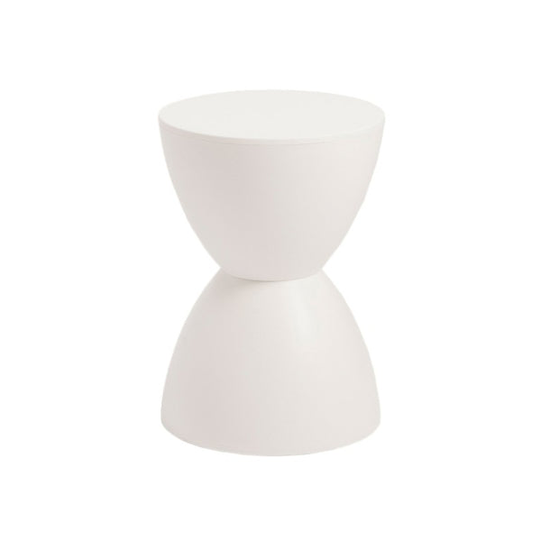 EuroStyle Sallie Outdoor Plastic Stool Sculptural Hourglass Design for Patio or Poolside White 90104WHT