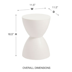 EuroStyle Sallie Outdoor Plastic Stool Sculptural Hourglass Design for Patio or Poolside White 90104WHT