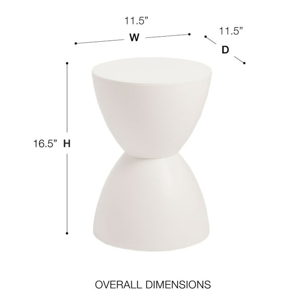 EuroStyle Sallie Outdoor Plastic Stool Sculptural Hourglass Design for Patio or Poolside White 90104WHT