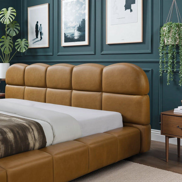 English Elm Roswell Vegan Leather King Platform Bed Biscuit Tufted Headboard Modern Bedroom B183S00211