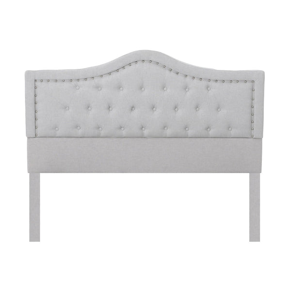 English Elm Upholstered Queen Platform Bed Arched Nailhead Tufted Frame No Box Spring Needed N761S6054002E
