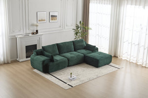 English Elm Modern Memory Foam Compressed Sofa — Pet-Friendly Corduroy Modular Sectional, Cloud-Like Comfort, No Assembly Green W3723S00012