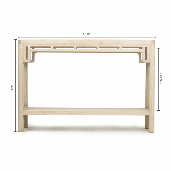 Lilys Peking Ming Arch Console Table Small Weathered Whitewash 9012-S