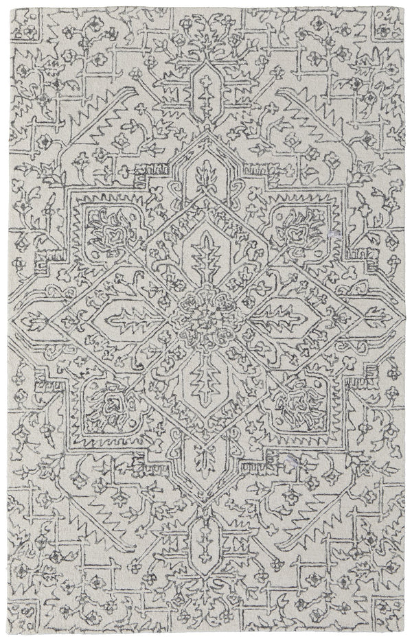 Feizy Rugs Belfort Hand-tufted Wool Rug - Timeless Transitional Designs With Floral & Damask Motifs For Elegance White,Gray Wool 8698778fivychlf00