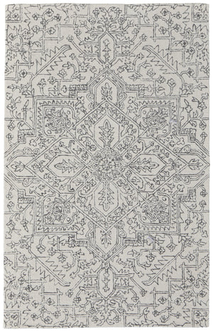 Feizy Rugs Belfort Hand-tufted Wool Rug - Timeless Transitional Designs With Floral & Damask Motifs For Elegance White,Gray Wool 8698778fivychlf00