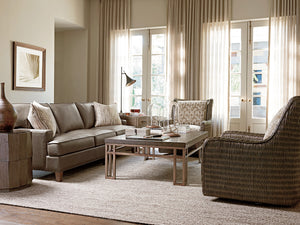 Lexington Tommy Bahama Home Montera Cocktail Table: Embrace Casual Elegance With Stained Travertine And Textured Metal Base Hatteras Gray  561-943